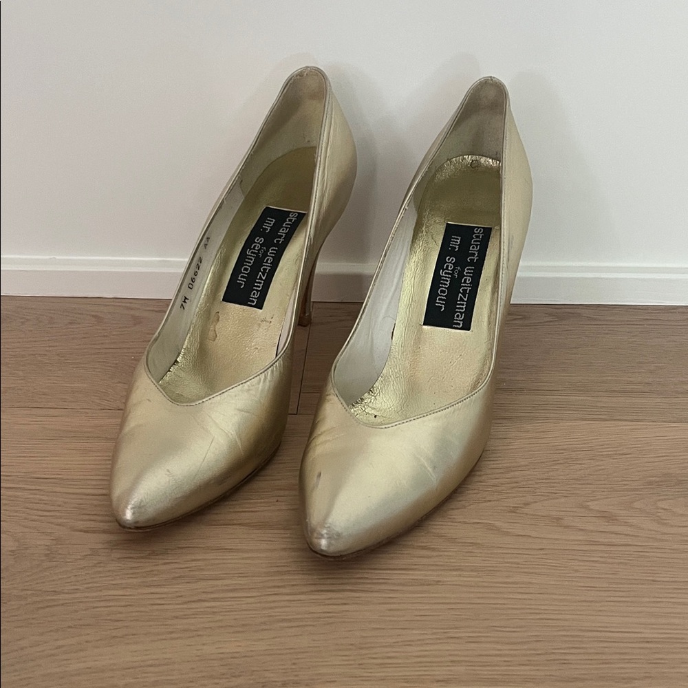 Stuart Weitzman Metallic Gold Heels